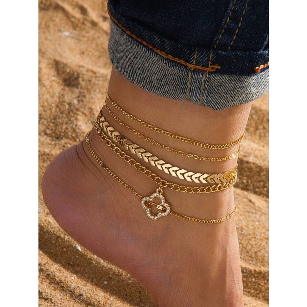 Gold Layered Anklet Set R624